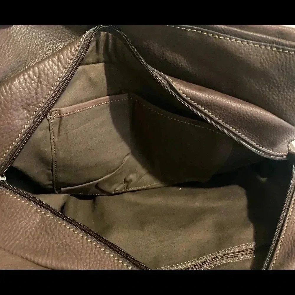 Fossil brown leather satchel handbag